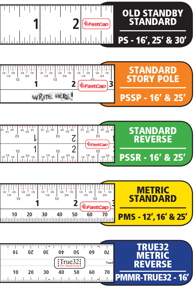 FastCap ProCarpenter Flatback Standard Reverse Lefty Righty 16' Tape Measure  PSSR-FLAT 16