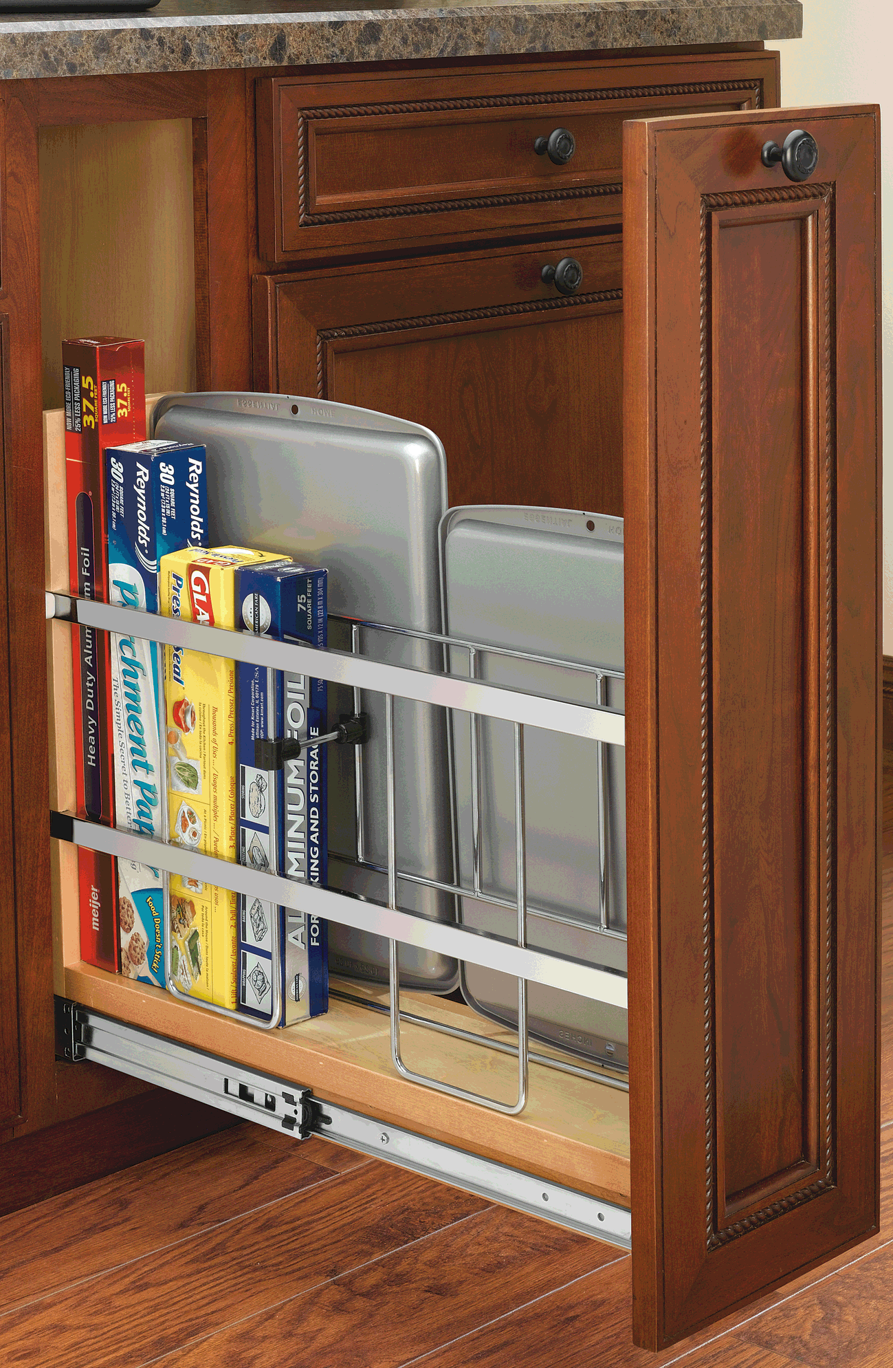 Efficient Wood Organizer with Dividers and Blumotion Slides