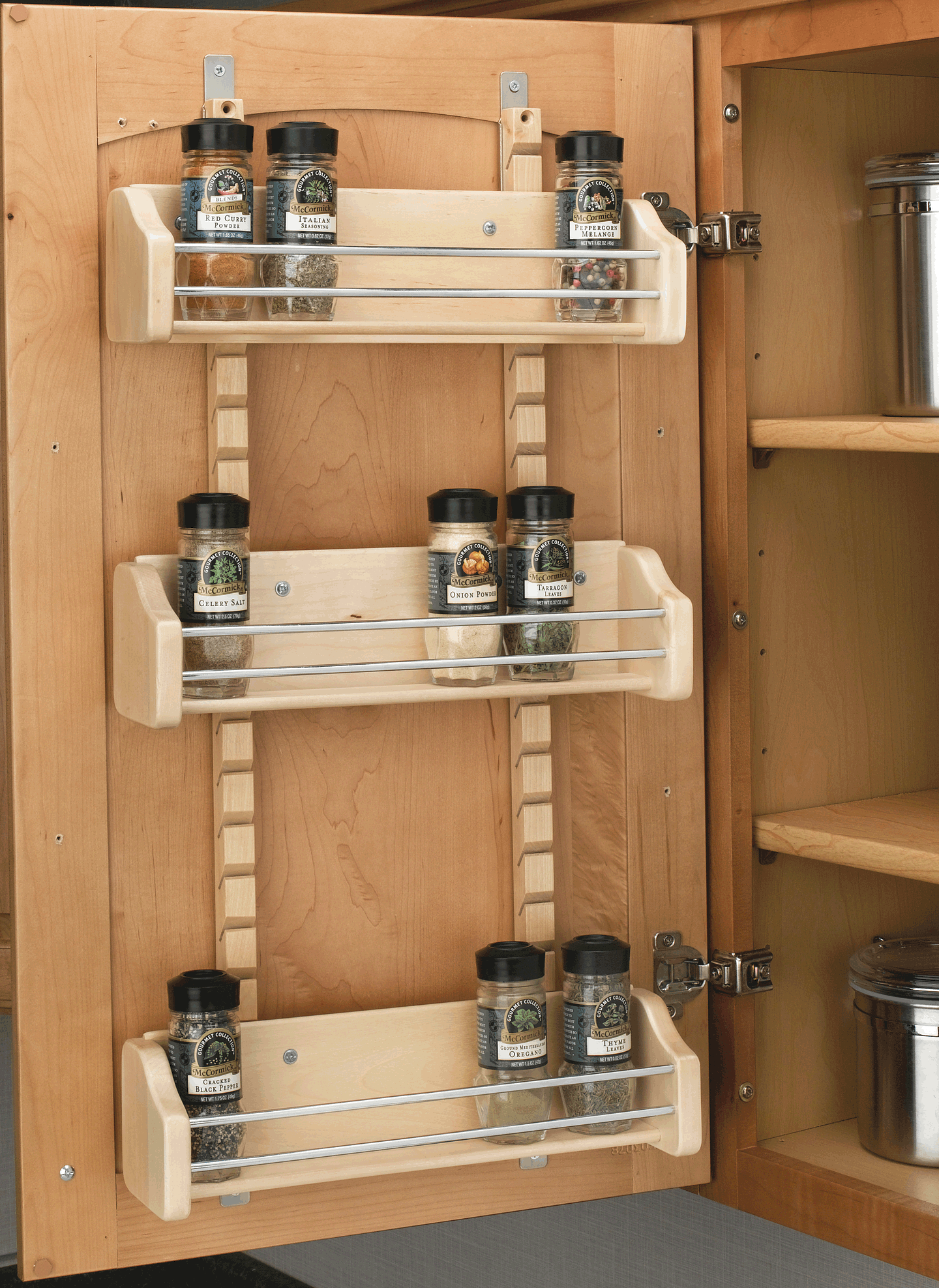 Rev-A-Shelf 20 x 8 Bathroom Under Sink Vanity Cabinet Storage Organizer  with Soft Close Slides and Bins, Natural Maple, 445-VCG20SC-8